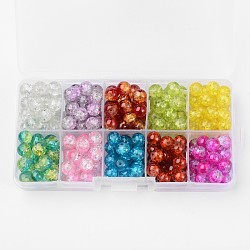 Spray Painted Transparent Crackle Glass Beads Strands, Round, Mixed Color, 4mm, Hole: 1.3mm, about 1500~1550pcs/box(CCG-X0005-4mm-B)