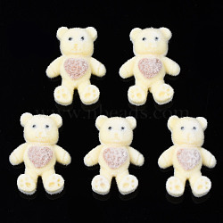 Flocky Acrylic Cabochons, Bear, Lemon Chiffon, 25~26.5x18~19x7~8mm(OACR-N010-034B)