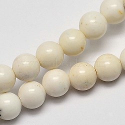 Round Natural Magnesite Beads Strands, Creamy White, 6mm, Hole: 1mm, about 68pcs/strand, 15.7 inch(X-G-M138-34)