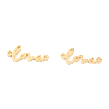 201 Stainless Steel Links, Manual Polishing, Word LOVE Vacuum Plating , Real 18K Gold Plated, 7x17x1.5mm, Hole: 1.4mm