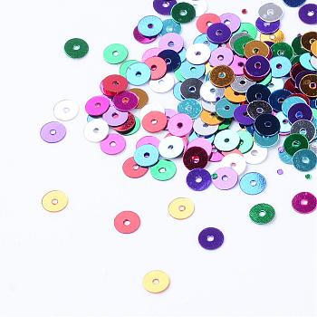 Ornament Accessories Plastic Paillette Beads, Sequins Beads, Disc, Mixed Color, 6x0.2mm, Hole: 1mm, about 30000pcs/500g