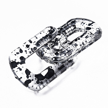 Transparent Acrylic Linking Rings, Quick Link Connectors, for Cable Chains Making, Twist Oval, Black, 30.5x20.5x4mm, Inner Diameter: 8x18mm