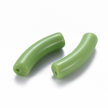 Opaque Acrylic Beads, Curved Tube, Olive Drab, 32x9.5x8mm, Hole: 1.8mm, about 330pcs/500g