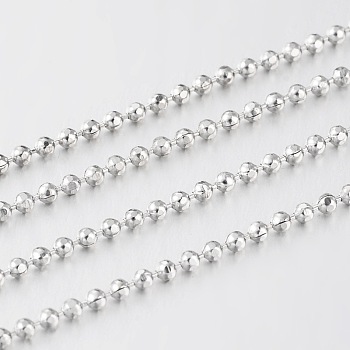 Soldered Brass Faceted Ball Chain, Platinum, 1.2mm