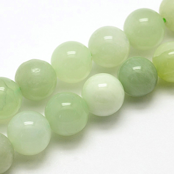 Natural New Jade Stone Round Bead Strands, 6mm, Hole: 1mm, about 65pcs/strand, 15.0 inch