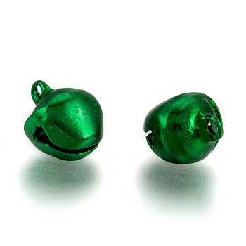 Aluminum Bell Charms, Green, 14x11.5x10mm, Hole: 2mm