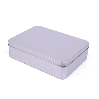 Rectangular Empty Tinplate Boxes, with Slip-on Lids, Mini Portable Box Containers, Matte Silver Color, 153.x11.2x4cm, Inner Size: 14.5x10.6cm