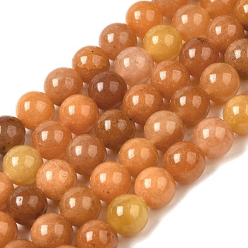 Natural Red Aventurine Beads Strands, Round, 10~10.5mm, Hole: 1.3mm, about 37pcs/strand, 14.88''(37.8cm)