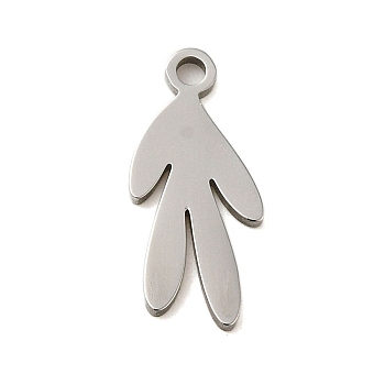 Non-Tarnish 304 Stainless Steel Charms, Laser Cut, Stainless Steel Color, Leaf, 15x7x1mm, Hole: 1mm