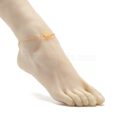 Ножные браслеты из натурального окрашенного малайзийского нефрита для женщин(AJEW-AN00474-02)-3