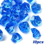 10Pcs Transparency Acrylic Beads, Nuggets, Faceted, Dodger Blue, 9x6mm(TACR-YW0003-02H)