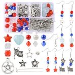 DIY Earring Making Kits, including Alloy Pendant & Beads, Acrylic & ABS Plastic & Shell Pearl & Iron Rhinestone Beads, Iron Earring Hooks and 304 Stainless Steel Pins, Mixed Color, 15x12x2mm, Hole: 1.8mm(DIY-FS0009-68)