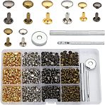 320 Sets 4 Colors 2 Sizes Iron Semi-Tublar Collision Rivets Kits, with 3Pcs Punch Setting Tool, for DIY Belt Making, Leathercraft, Mixed Color, Button: 6x8mm & 8x10mm, Nut: 6x3mm & 8x3mm(DIY-WH0304-489)
