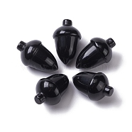 Natural Black Obsidian Beads, No Hole/Undrilled, for Wire Wrapped Pendant Making, Filbert, 27.5~30x18~19.5mm(G-F711-31)