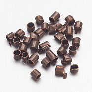 1700pcs 1.5mm Brass Tube Crimp End Beads, Cadmium Free & Nickel Free & Lead Free, Red Copper Color, hole: 1mm, 1700pcs/10g(X-E001-NFR)