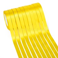 Single Face Satin Ribbon, Polyester Ribbon, Yellow, Size: about 5/8 inch(16mm) wide, 25yards/roll(22.86m/roll), 250yards/group(228.6m/group), 10rolls/group(SRIB-Y015)