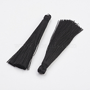 Nylon Tassel Big Pendants, Black, 65x5~6mm(OCOR-P004-B14)