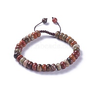 Adjustable Natural Polychrome Jasper/Picasso Stone/Picasso Jasper Braided Bead Bracelets, with Nylon Cord, 2 inch~2-1/2 inch(5.2~6.6cm)(BJEW-F369-A03)