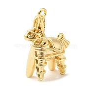 Brass Pendants, Horse Charms, Real 18K Gold Plated, 18x15x7mm, Hole: 1.2mm(KK-Z073-07G)