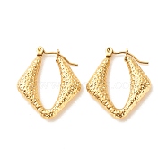 Ion Plating(IP) 304 Stainless Steel Chunky Rhombus Hoop Earrings for Women, Golden, 25x22mm, Pin: 0.8mm(EJEW-K242-01G)