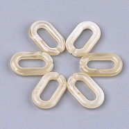 Acrylic Linking Rings, Quick Link Connectors, For Jewelry Chains Making, Imitation Gemstone Style, Oval, Wheat, 38.5x23.5x6.5mm, Hole: 24.5x9.5mm, about 140pcs/500g(OACR-S021-22A)