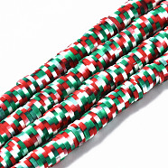 Handmade Polymer Clay Beads Strands, for DIY Jewelry Crafts Supplies, Heishi Beads, Disc/Flat Round, Red, 6x0.5~1mm, Hole: 1.8mm, about 320~447pcs/strand, 15.75 inch~16.14 inch(40~41cm)(CLAY-N008-010-H24)