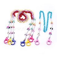 Random Color Personalized Dual-use Items, Beaded Necklaces or Eyeglasses Chains, with Polymer Clay Heishi Beads & Animal Beads, Plastic Cable Chains and Lobster Claw Clasps, Mixed Color, 29.33 inch~29.72 inch(74.5~75.5cm)(NJEW-JN02856-M)