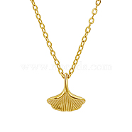 Stainless Steel Necklaces, Shell, Real 18K Gold Plated, 15.75 inch(40cm)(WF1000-1)