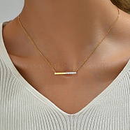 Geometric Stainless Steel Rhinestone Rectangle Pendant Necklaces, Simple and Elegant, Golden, 16.93 inch(43cm)(HW3268)