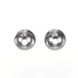 201 Stainless Steel Bead Caps, Round, Stainless Steel Color, 5x2mm, Hole: 1mm(STAS-F040-20B-P)
