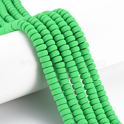 Handmade Polymer Clay Beads Strands, for DIY Jewelry Crafts Supplies, Flat Round, Lime Green, 6~7x3mm, Hole: 1.5mm, about 113~116pcs/strand, 15.55 inch~16.14 inch(39.5~41cm)(CLAY-N008-128)