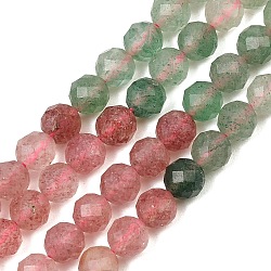 Natural Red and Green Strawberry Quartz Beads Strands, Faceted, Round, 6mm, Hole: 0.9mm, about 69pcs/strand, 15.43''(39.2cm)(GG-NH0006-A02-6mm)