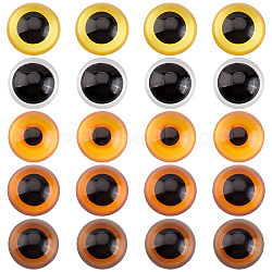 Elite 20Pcs 5 Colors Glass Craft Eyes Cabochons, for DIY Doll Toys Puppet Plush Animal Making, Half Round, Mixed Color, 30x13mm, 4pcs/color(DOLL-PH0001-51)