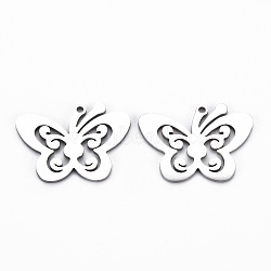 Non-Tarnish 201 Stainless Steel Pendants, Cut, Butterfly, Stainless Steel Color, 18.5x24x1mm, Hole: 1.4mm(STAS-Q240-086P)