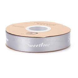 Polyester Grosgrain Ribbons, with Word Sweet Love, for Gifts Wrapping Party, Light Grey, 1 inch(25mm), 45m/Roll(SRIB-H039-A05)