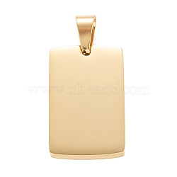 304 Stainless Steel Pendants, Stamping Blank Tag, Manual Polishing, Rectangle, Golden, 30x19x3mm, Hole: 4.5x8mm(X-STAS-F272-02G)