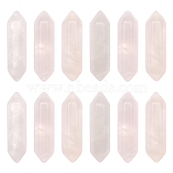 Olycraft 12Pcs Faceted Natural Rose Quartz Double Terminated Points, for Wire Wrapped Pendants Making, No Hole/Undrilled, 30~32x9x9mm(G-OC0003-65)