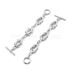 Brass Toggle Clasps, Knot, Real Platinum Plated, Bar: 5.5x19x2.5mm, Knot: 89.5x9x3mm, hole: 7mm(KK-G523-04P)