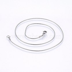 304 Stainless Steel Snake Chain Necklaces, with Lobster Claw Clasps, Stainless Steel Color, 18 inch(45.7cm), 1.2mm(NJEW-E122-32B)