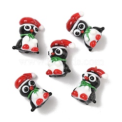 Christmas Handmade Lampwork Beads, Penguin with Santa Hat, Colorful, 19.5~20x15~19x11~13mm, Hole: 1.2~1.8mm(LAMP-D004-01)