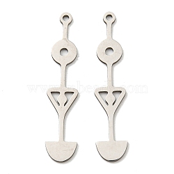 201 Stainless Steel Pendants, Triangle/Half Round Charm, Stainless Steel Color, 35x7x1mm, Hole: 1.4mm(STAS-M318-31P)