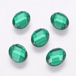 Taiwan Acrylic Rhinestone Cabochons, Back Plated, Flat Back and Faceted, Oval, Sea Green, 18x13mm(X-ACRT-P002-13x18mm-06)