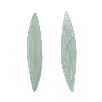 Plastic Pendants, Leaf, Medium Aquamarine, 41x7x4mm, Hole: 1mm