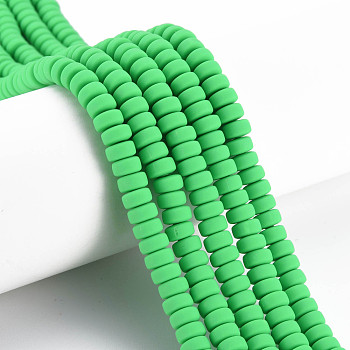 Handmade Polymer Clay Beads Strands, for DIY Jewelry Crafts Supplies, Flat Round, Lime Green, 6~7x3mm, Hole: 1.5mm, about 113~116pcs/strand, 15.55 inch~16.14 inch(39.5~41cm)