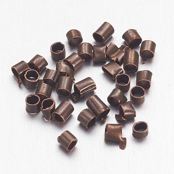 1700pcs 1.5mm Brass Tube Crimp End Beads, Cadmium Free & Nickel Free & Lead Free, Red Copper Color, hole: 1mm, 1700pcs/10g