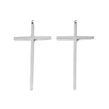 Non-Tarnish 304 Stainless Steel Pendants, Cross, Stainless Steel Color, 47x22.5x3mm, Hole: 1.8mm