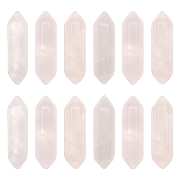 Olycraft 12Pcs Faceted Natural Rose Quartz Double Terminated Points, for Wire Wrapped Pendants Making, No Hole/Undrilled, 30~32x9x9mm