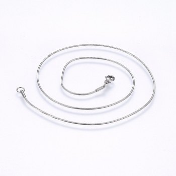 304 Stainless Steel Snake Chain Necklaces, with Lobster Claw Clasps, Stainless Steel Color, 18 inch(45.7cm), 1.2mm
