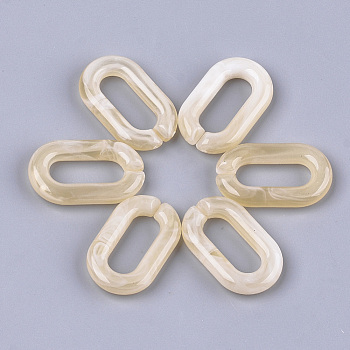 Acrylic Linking Rings, Quick Link Connectors, For Jewelry Chains Making, Imitation Gemstone Style, Oval, Wheat, 38.5x23.5x6.5mm, Hole: 24.5x9.5mm, about 140pcs/500g