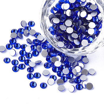Glass Rhinestone Flat Back Cabochons, Back Plated, Faceted, Half Round, Cobalt, SS8, 2.3~2.4x1mm, about 1440pcs/bag